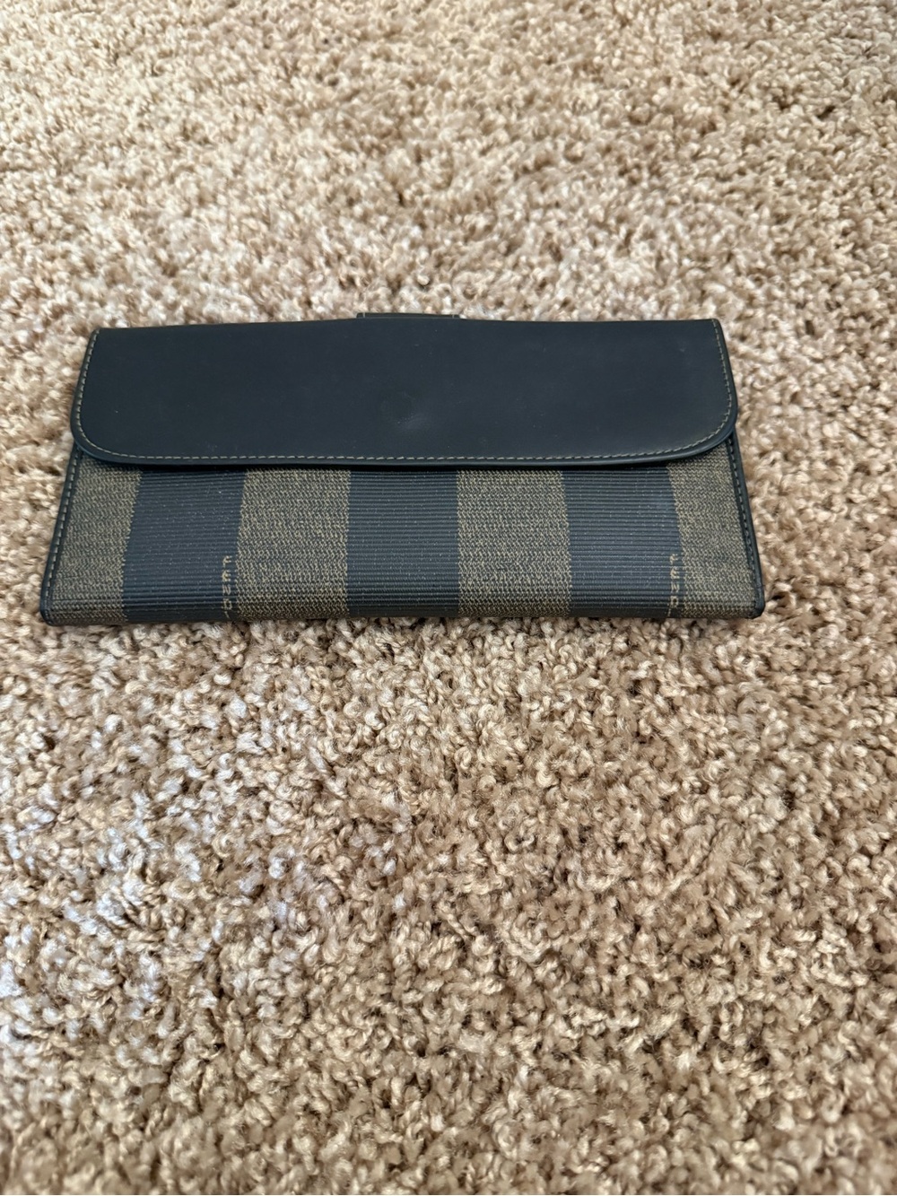 Fendi Black and Brown Striped Continental Wallet